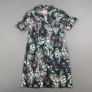 Lilly Pulitzer Dress Women’s 4 Peacock‎ Feather Pullover Collared A-line Midi